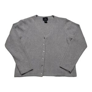 Chelsea Campbell Lambswool Rabbit Blend Gray Cardigan Sweater Women's Petite L